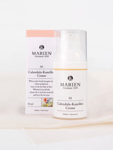 マリエンのカレンデュラ・カモミールクリーム プレミアム 35ml、有機栽培のカレンデュラ(マリーゴールド)・カモミールのハーブエキス配合、エコサートCOSMOS ORGANIC化粧品