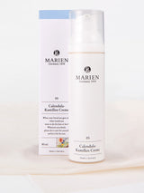 マリエンのカレンデュラ・カモミールクリーム プレミアム 80ml。有機栽培のカレンデュラ(マリーゴールド)・カモミールのハーブエキスを配合、家族で使えるクリーム。新パッケージ。