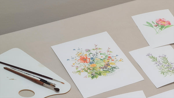 マリエン | ドイツハーブのハーブティー花柄パッケージ原画