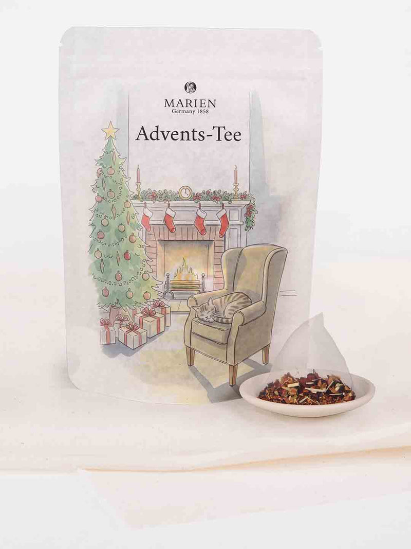MARIENマリエンのクリスマススペシャルブレンド。袋タイプ（ティーバッグ16個入）とティーバッグ。クローブ、シナモンのスパイス入り、ドイツ伝統アドアドベントティー